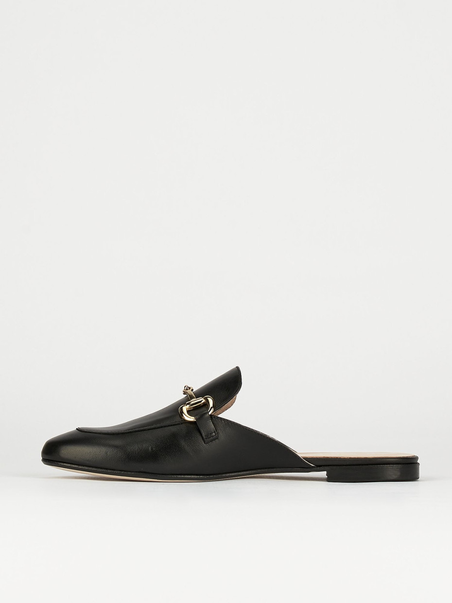 Sabot heel 1 cm black leather