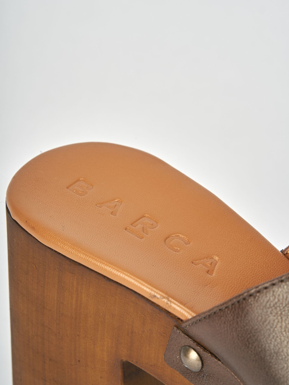 Sabot heel 6 cm dark brown leather