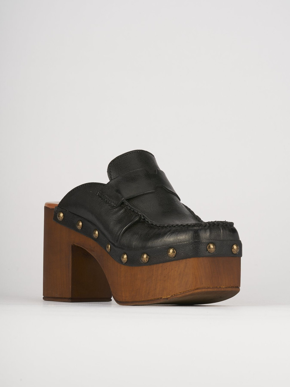 Sabot heel 6 cm black leather