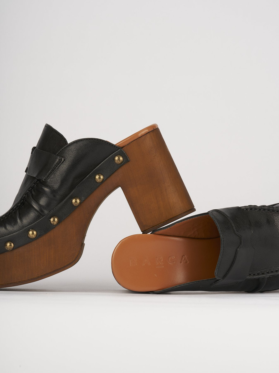 Sabot heel 6 cm black leather