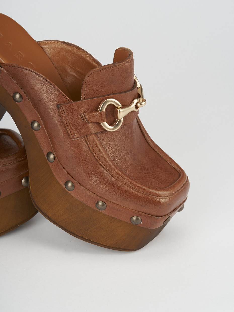 Sabot heel 8 cm brown leather