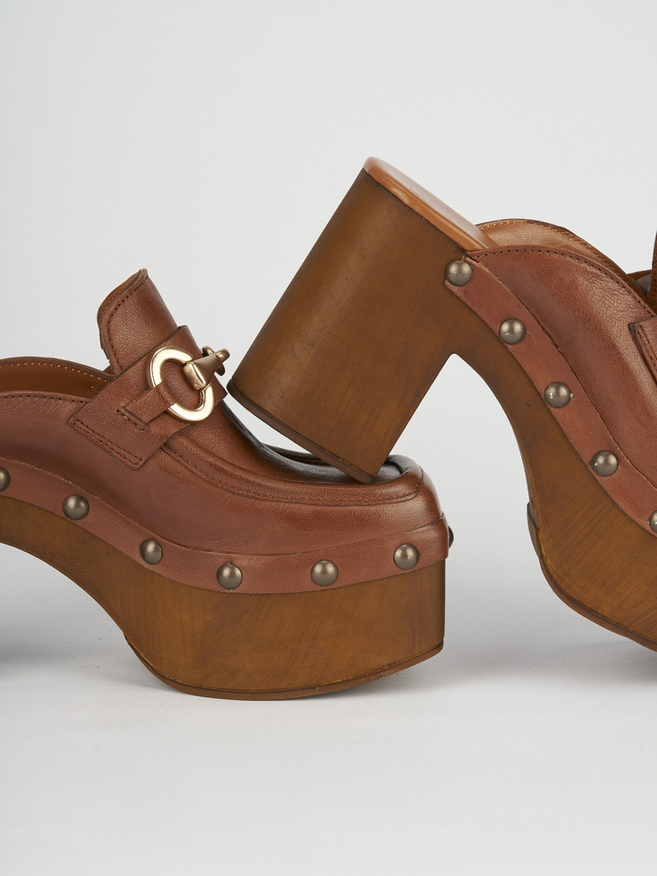 Sabot heel 8 cm brown leather