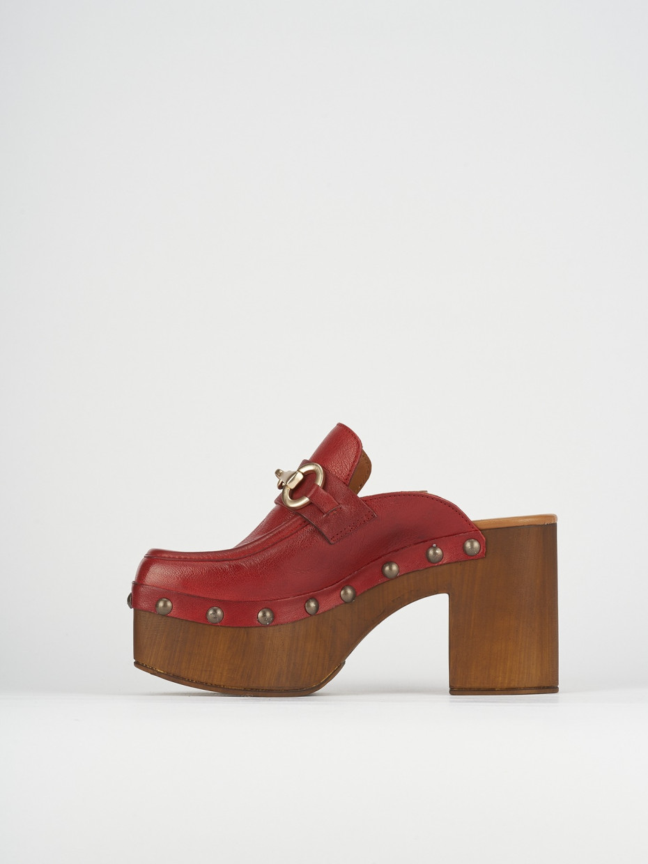 Sabot heel 8 cm red leather