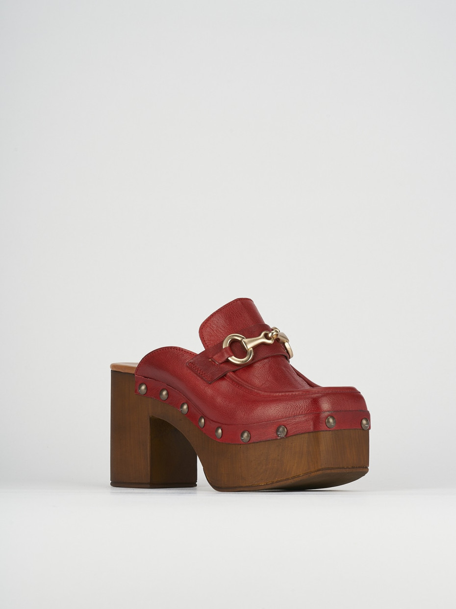 Sabot heel 8 cm red leather