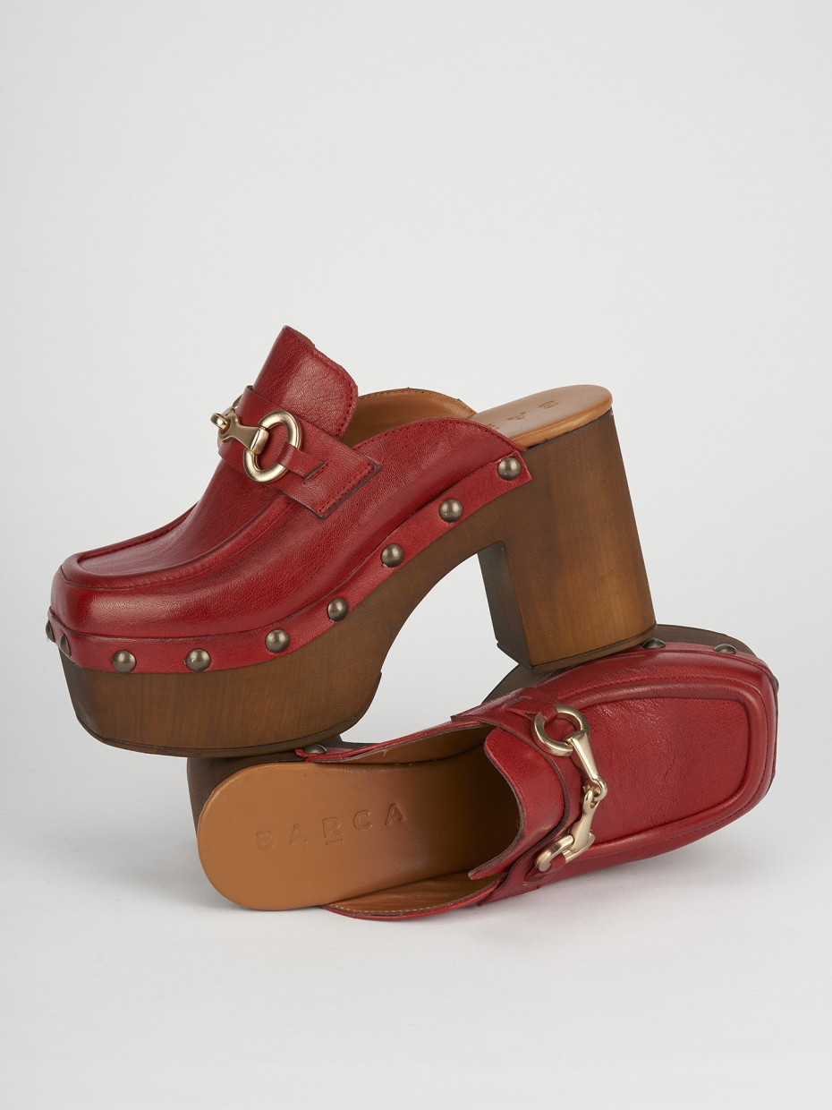 Sabot heel 8 cm red leather