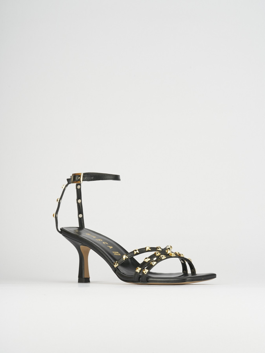 Sandali tacco 7cm pelle nero