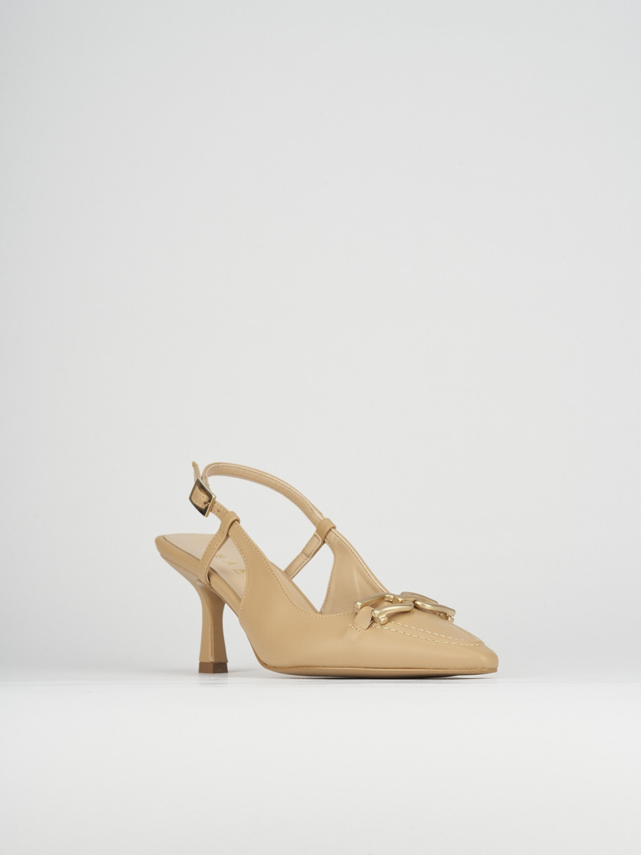 Décolleté e slingback tacco 7cm pelle beige