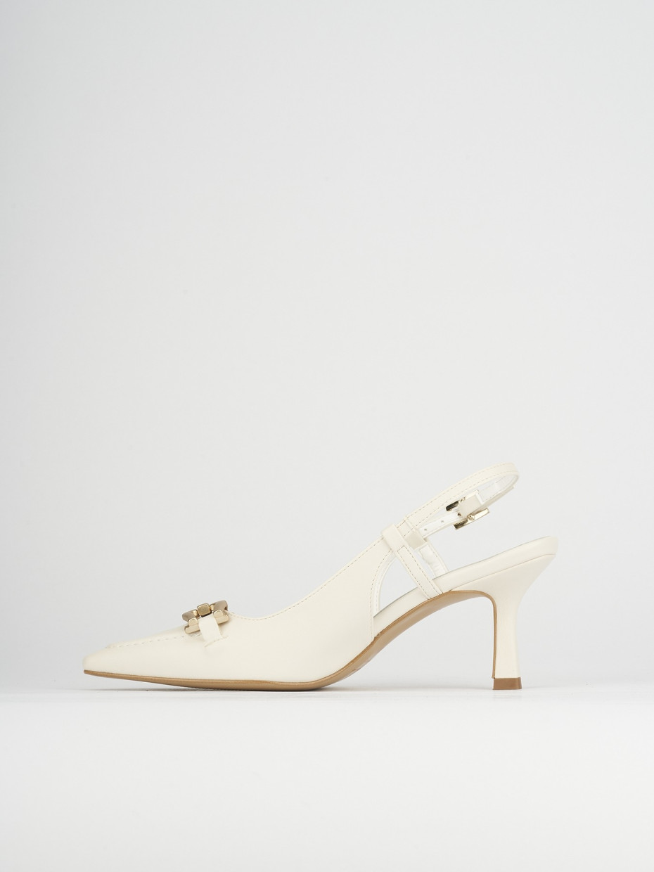 Décolleté e slingback tacco 7cm pelle bianco