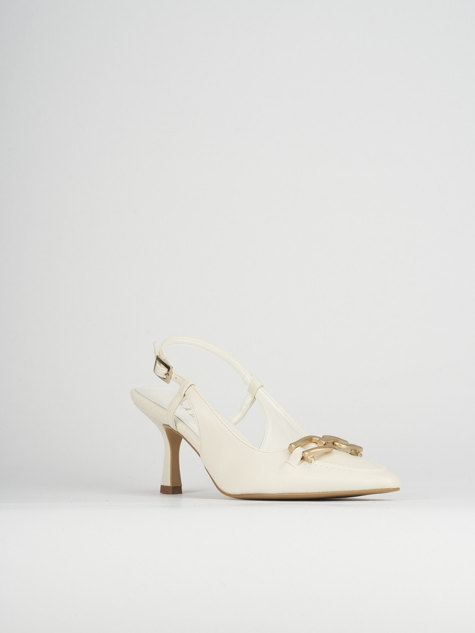 Décolleté e slingback tacco 7cm pelle bianco