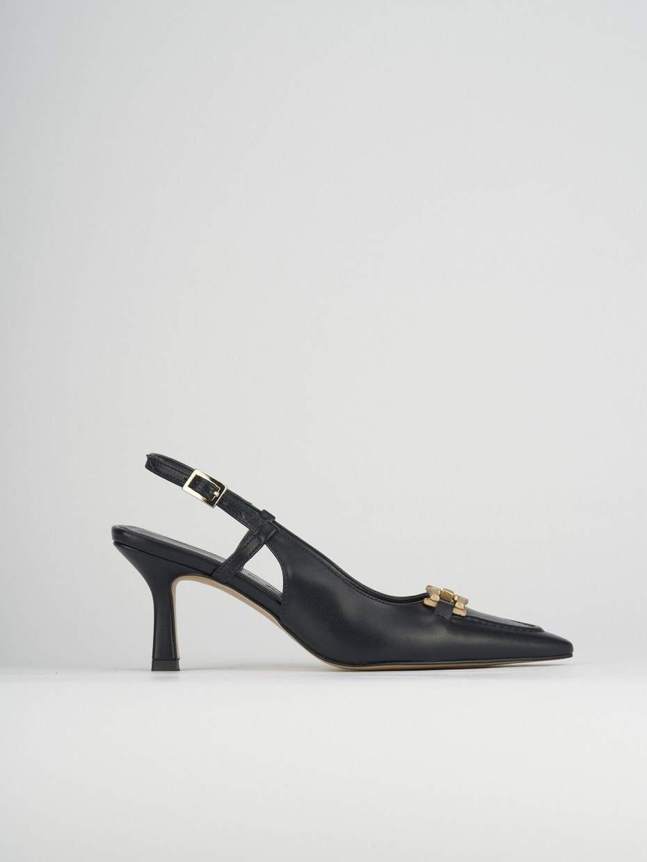 Décolleté e slingback tacco 7cm pelle blu