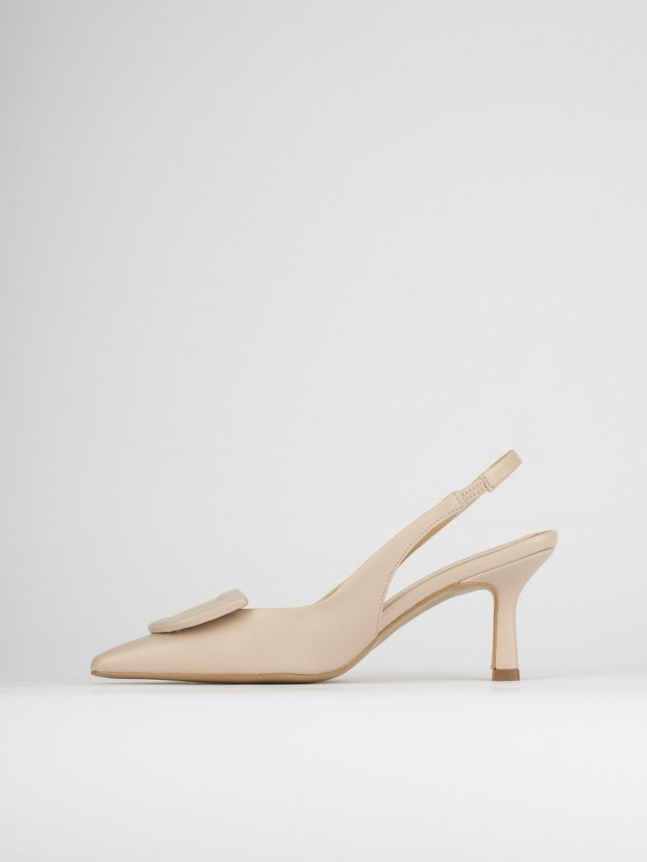Décolleté e slingback tacco 7cm pelle beige