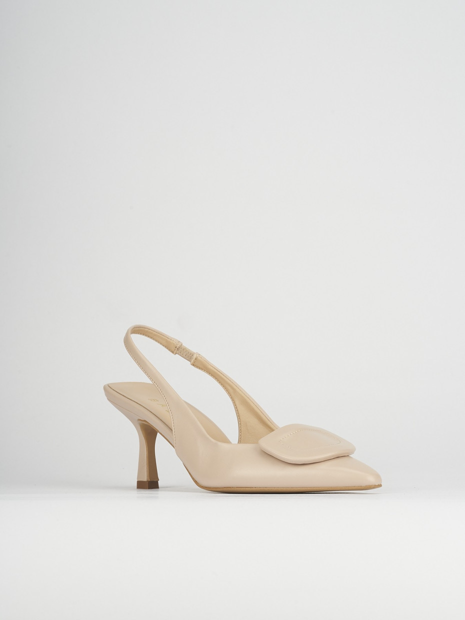 Décolleté e slingback tacco 7cm pelle beige