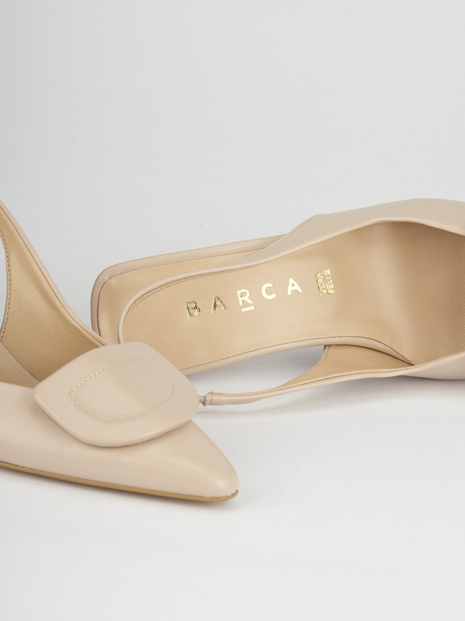 Décolleté e slingback tacco 7cm pelle beige
