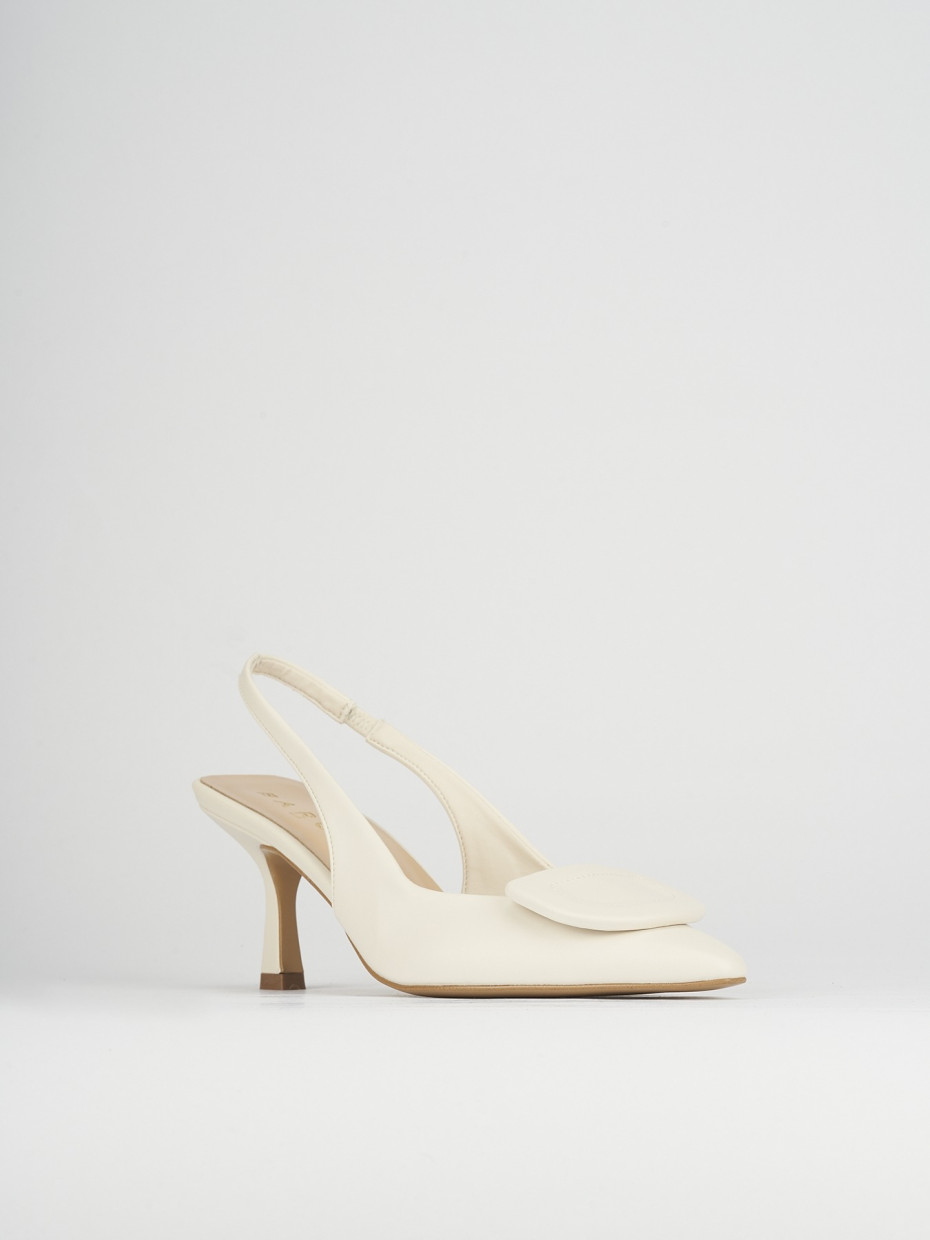 Décolleté e slingback tacco 7cm pelle bianco