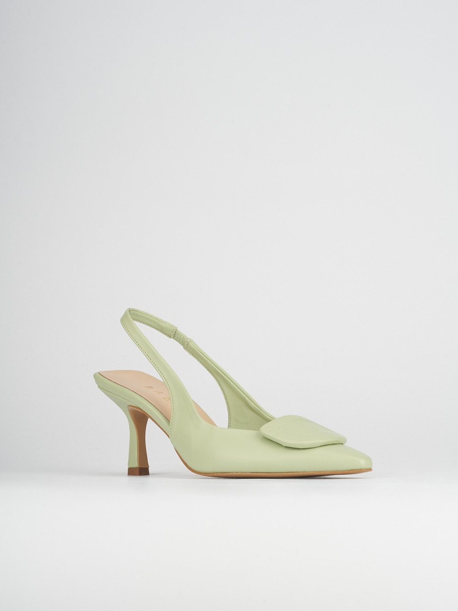 Pumps heel 7 cm green leather