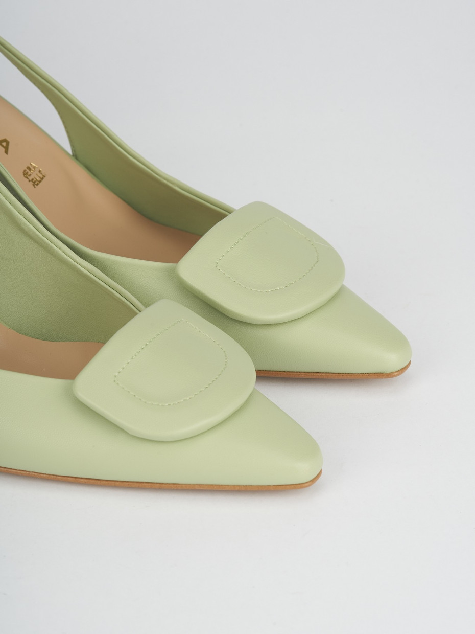 Pumps heel 7 cm green leather