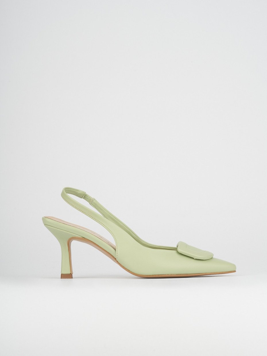 Décolleté e slingback tacco 7cm pelle verde