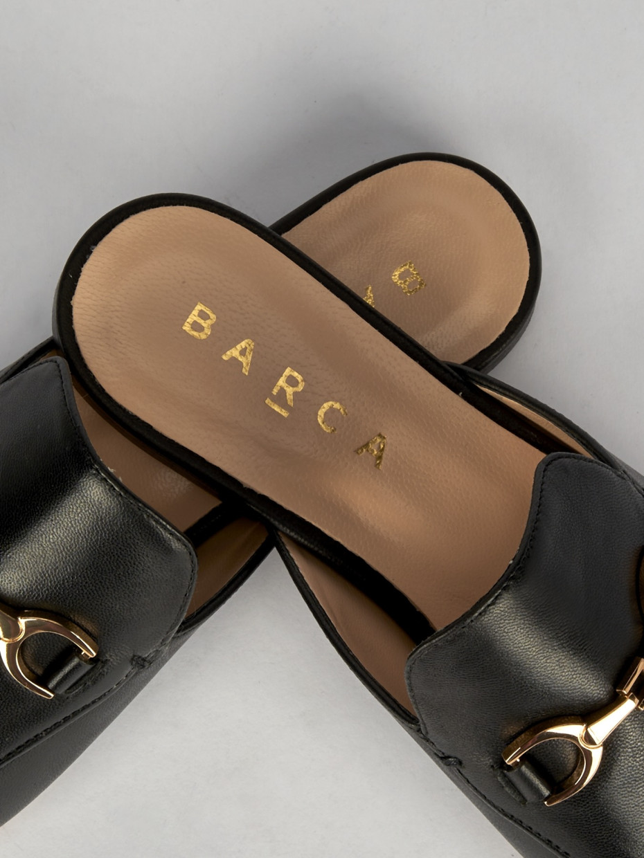 Sabot tacco 1 cm nero pelle Barca Stores