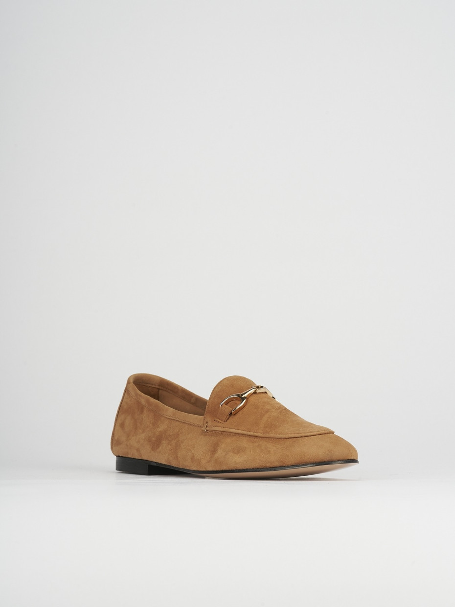 Mocassino tacco 1 cm beige camoscio