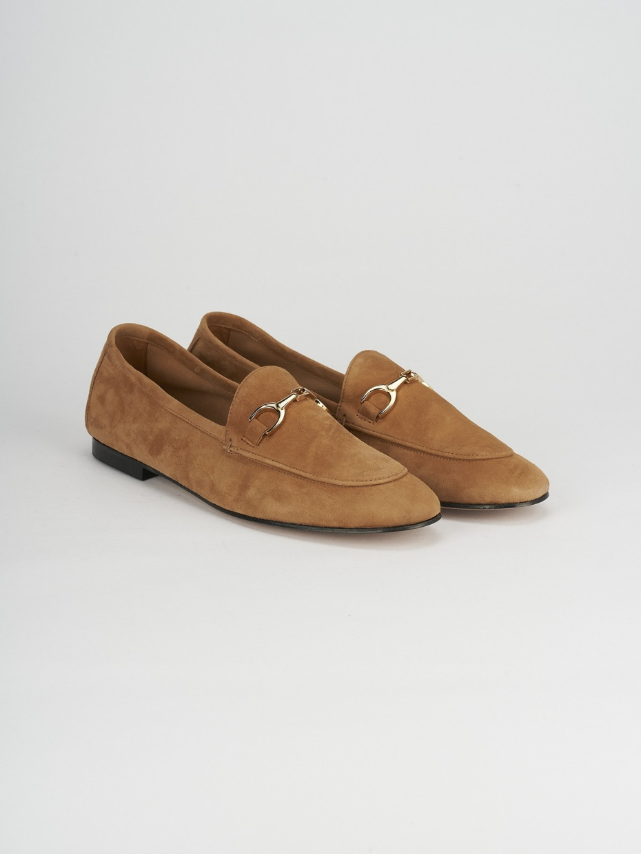 Mocassino tacco 1 cm beige camoscio