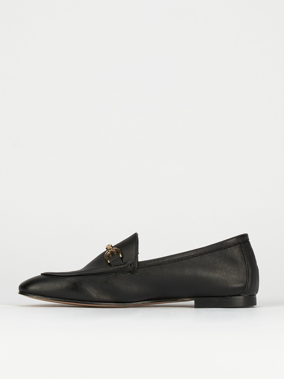 Mocassino tacco 1 cm nero pelle