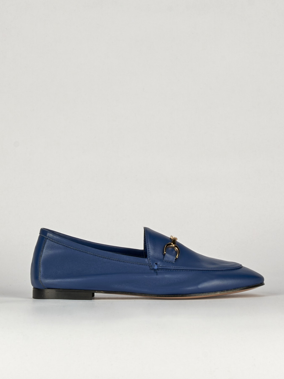 Loafers heel 1 cm blu leather