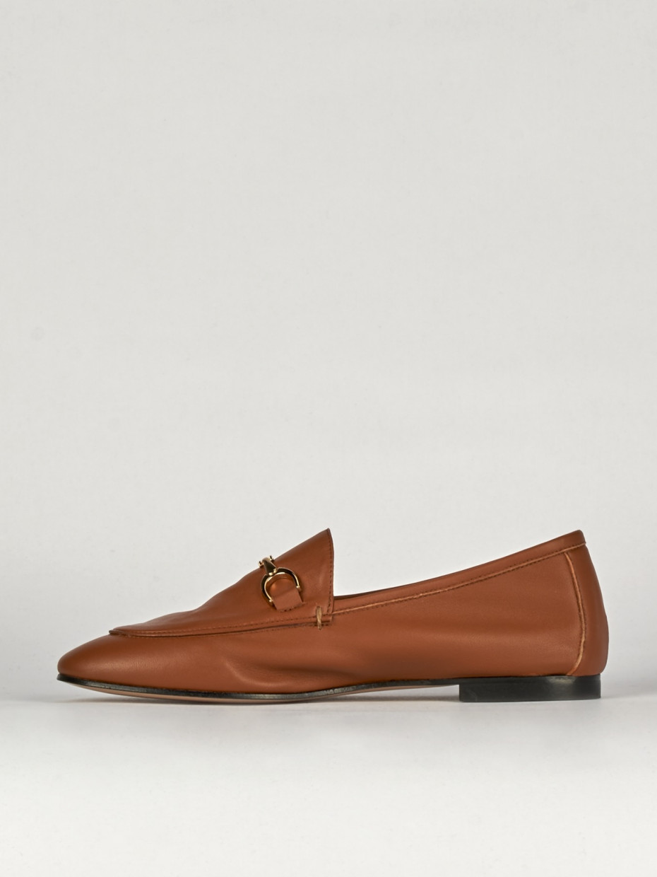 Loafers heel 1 cm brown leather