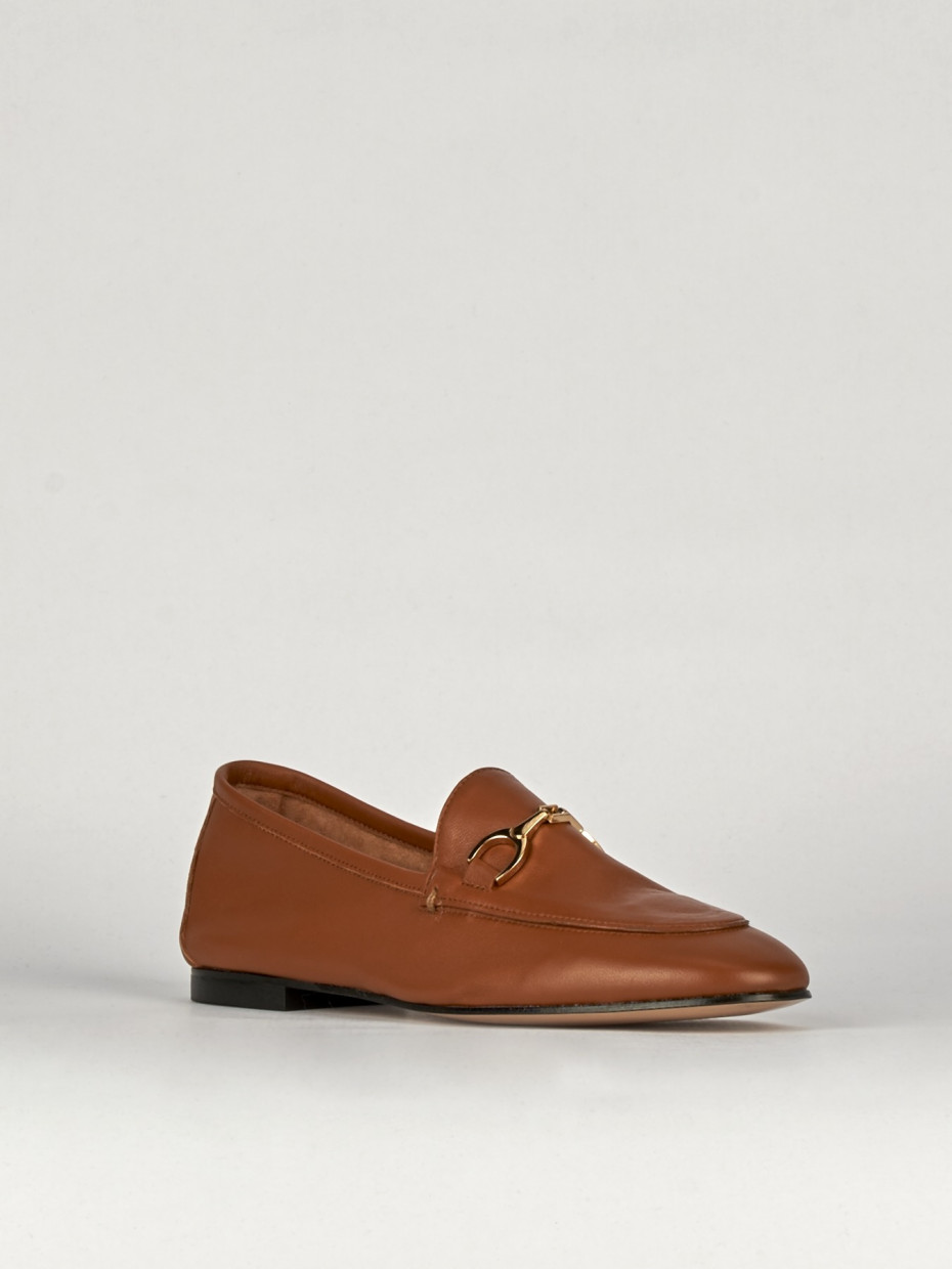 Loafers heel 1 cm brown leather