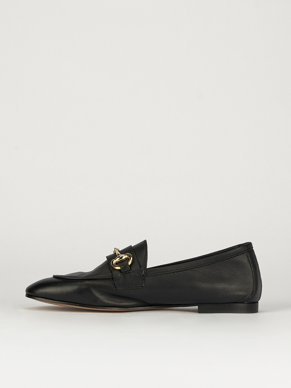 Mocassino tacco 1 cm nero pelle
