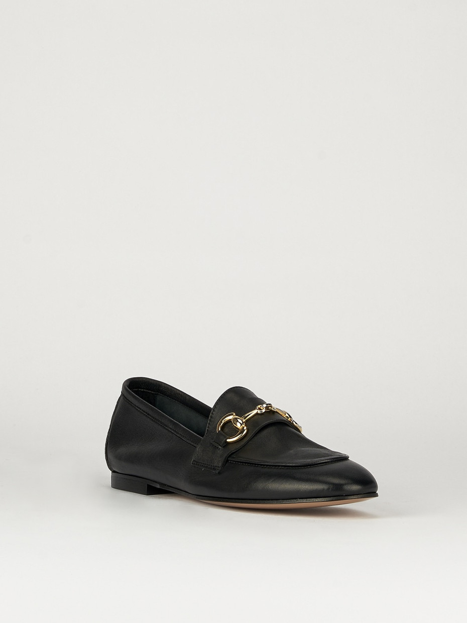 Mocassino tacco 1 cm nero pelle
