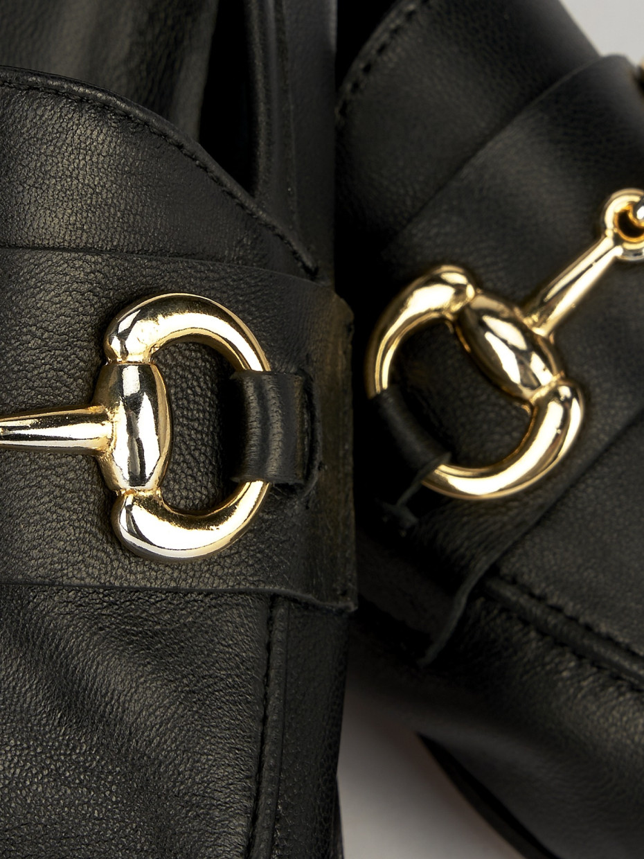 Mocassino tacco 1 cm nero pelle