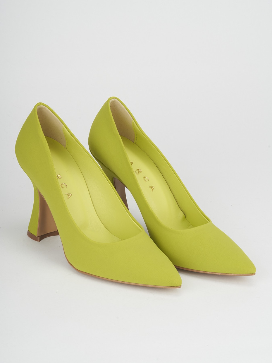 Décolleté e slingback tacco 10cm licra verde