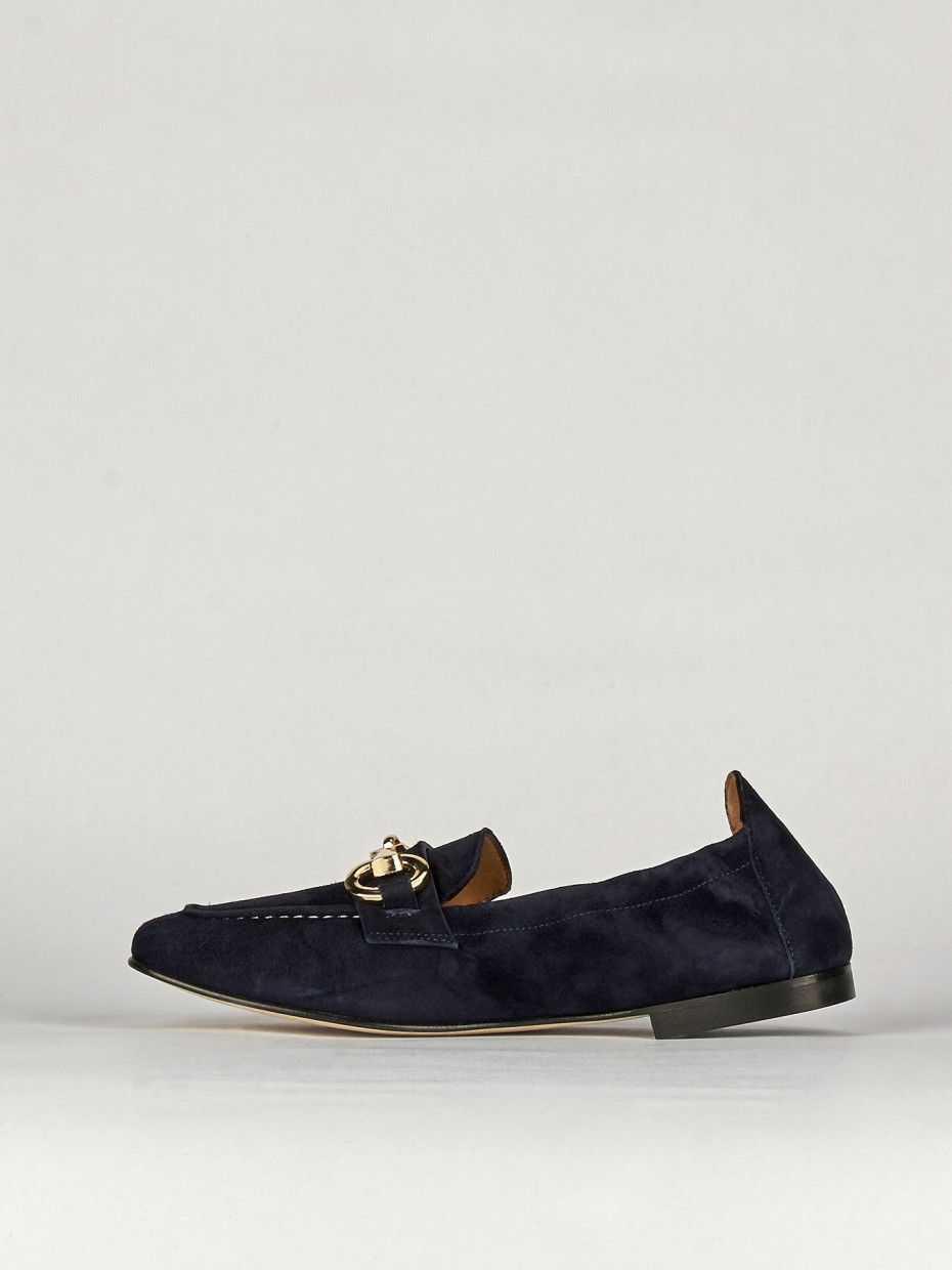 Loafers heel 1 cm blu chamois