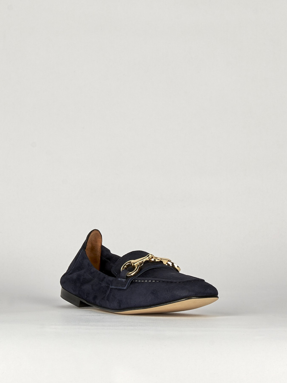 Loafers heel 1 cm blu chamois