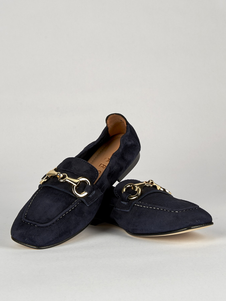 Loafers heel 1 cm blu chamois
