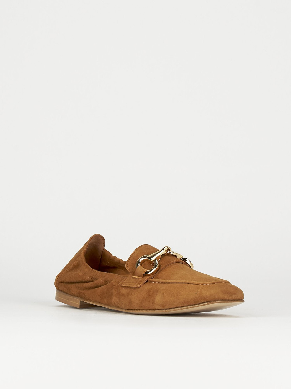 Loafers heel 1 cm brown chamois