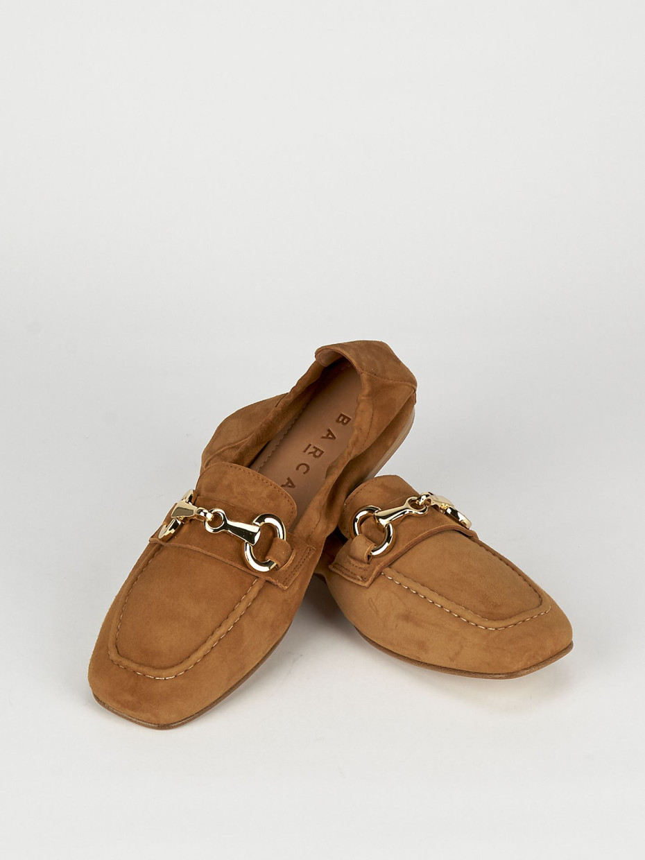 Loafers heel 1 cm brown chamois