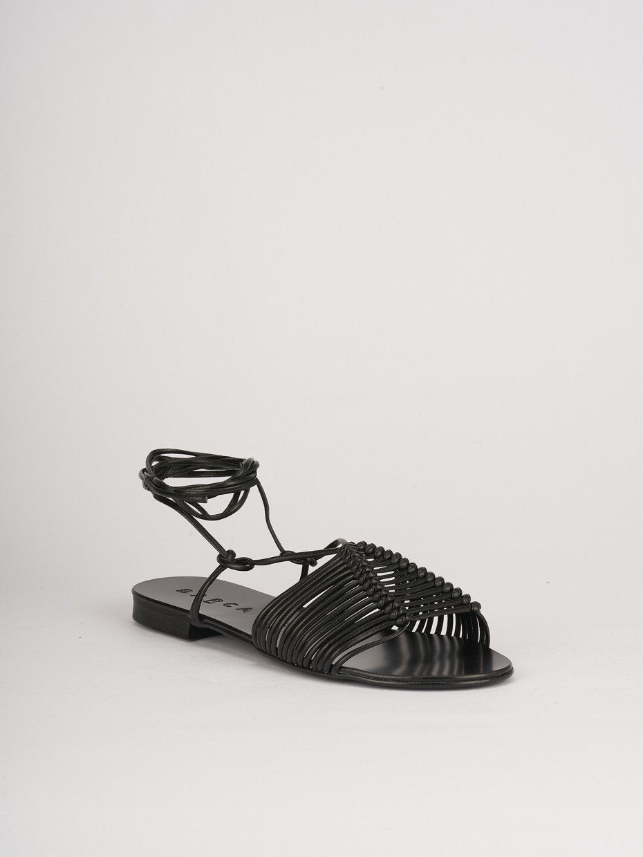 Low heel sandals heel 1 cm black leather