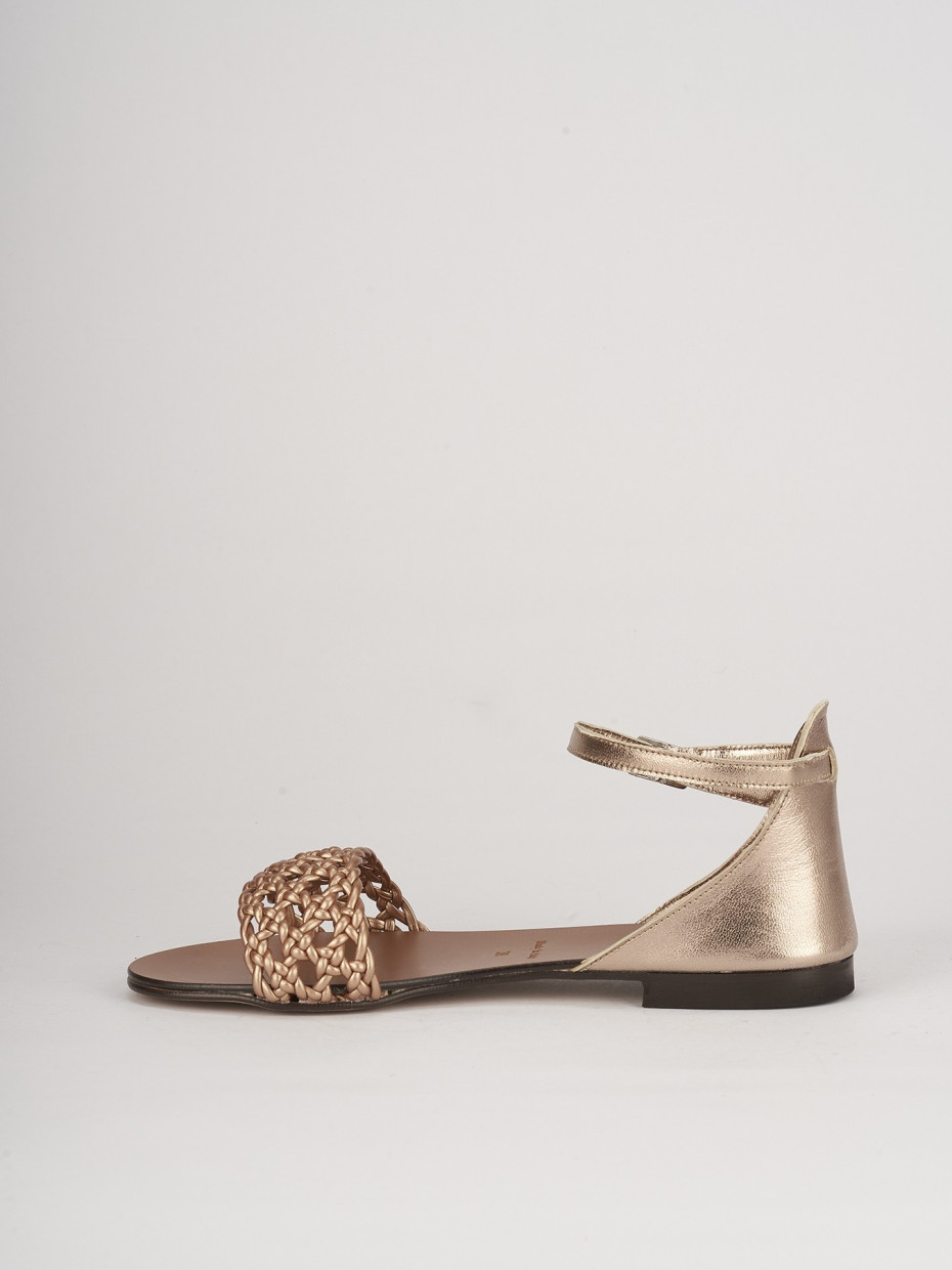 Low heel sandals heel 1 cm bronze leather