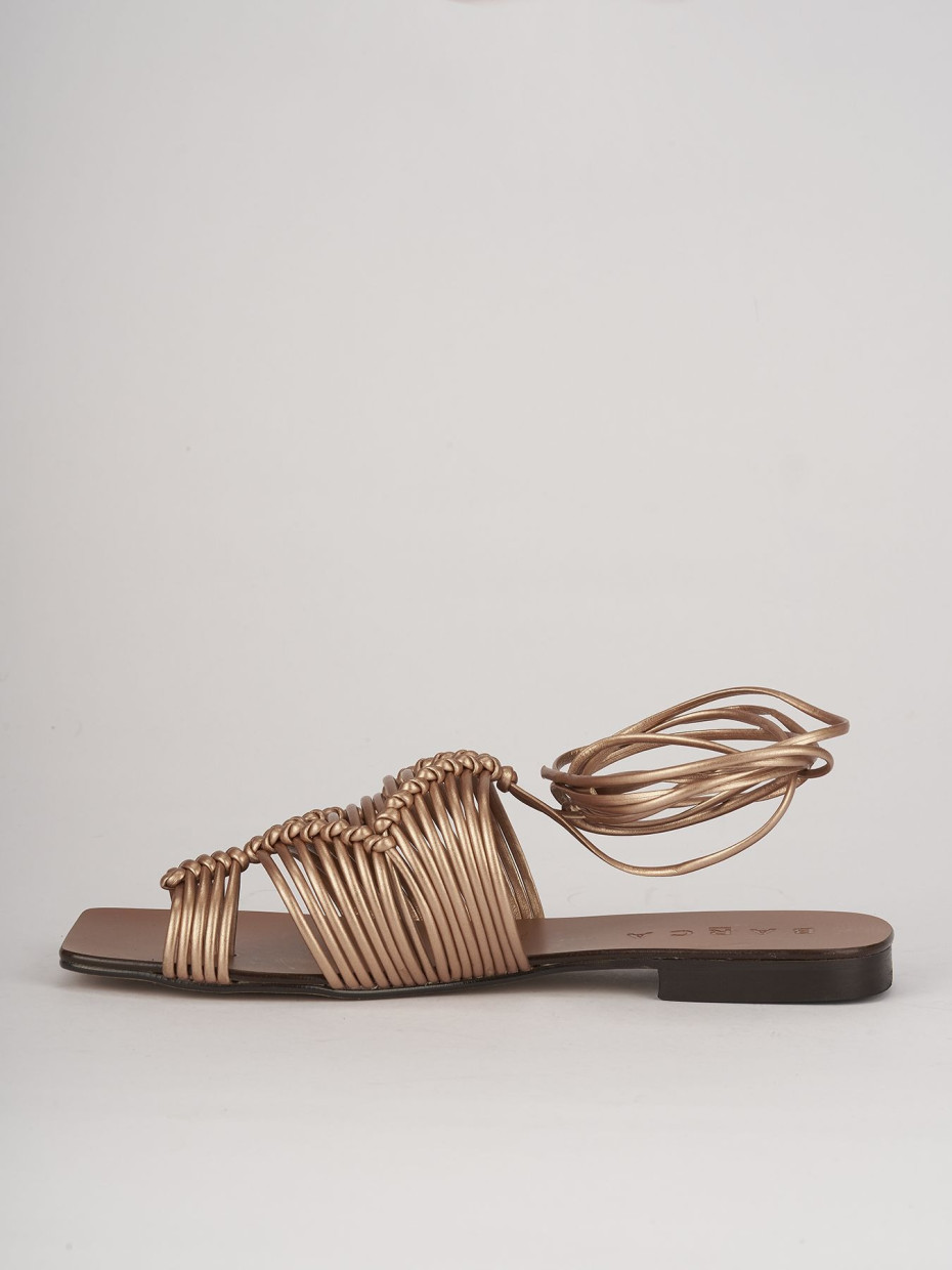 Low heel sandals heel 1 cm bronze leather