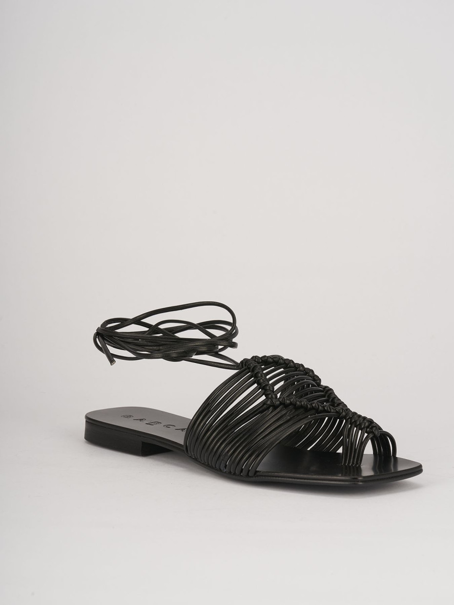 Low heel sandals heel 1 cm black leather