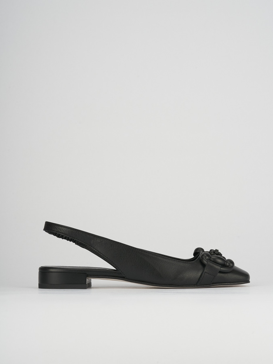 Flat shoes heel 1 cm black leather