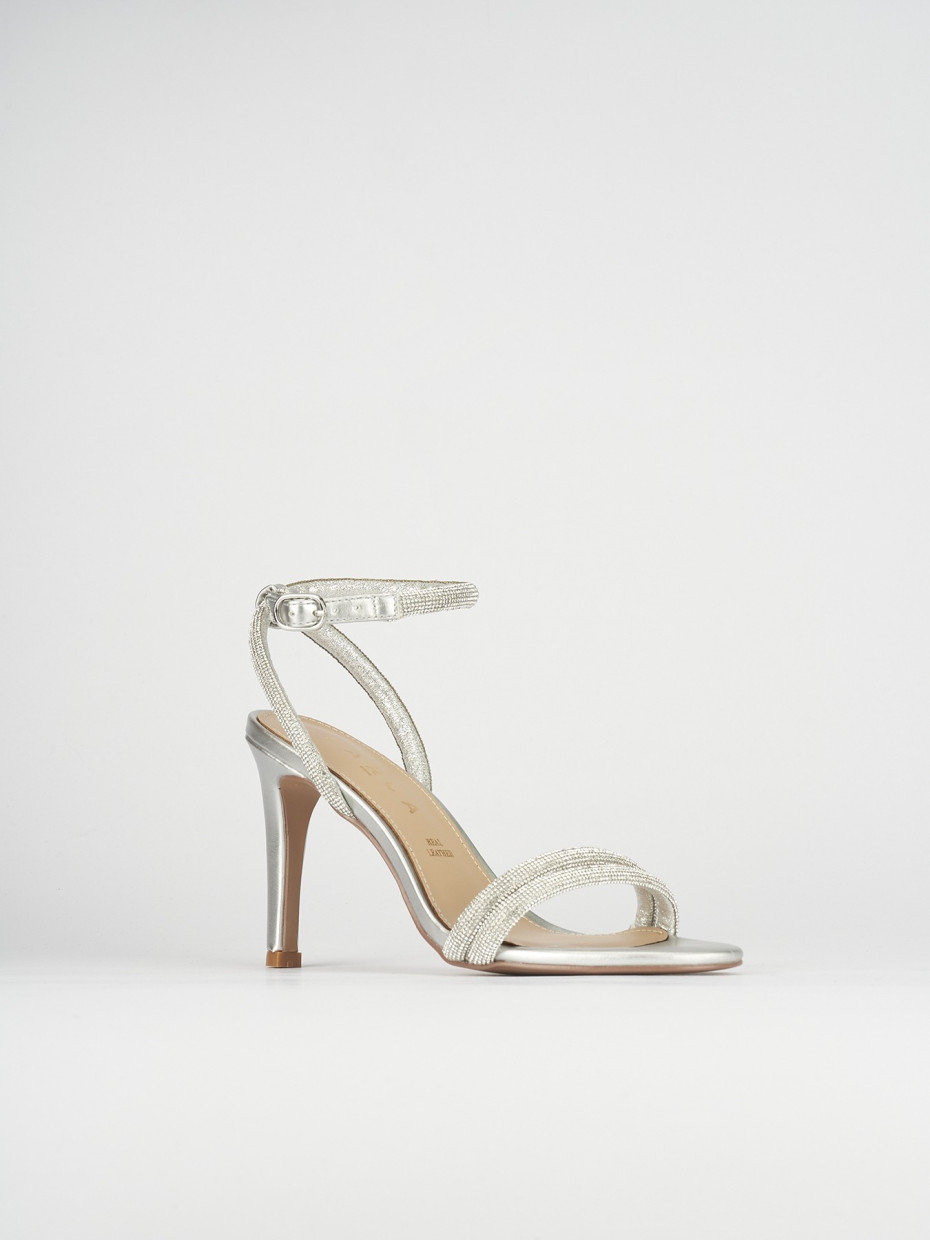 Sandali tacco 9cm pelle argento