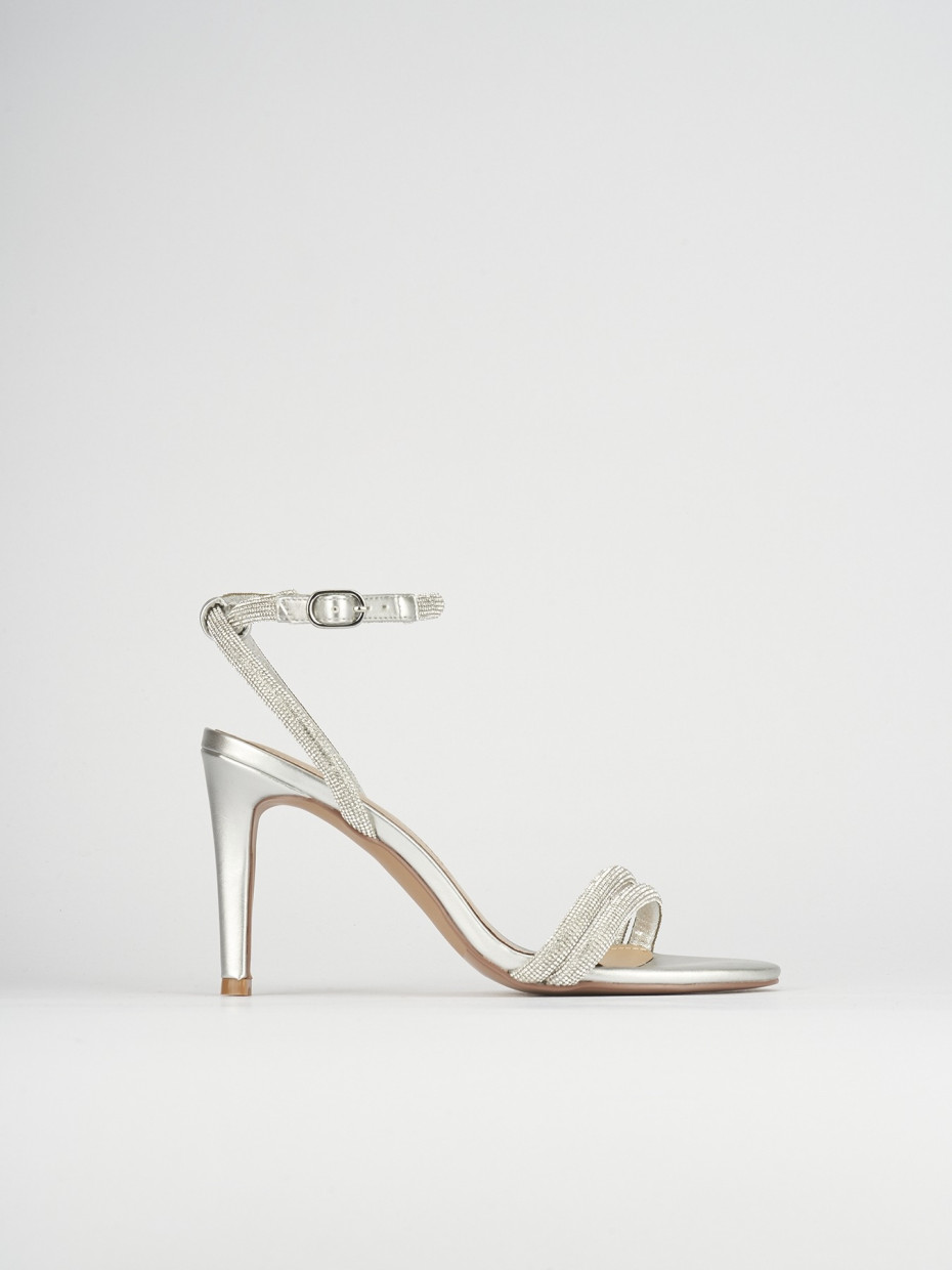 Sandali tacco 9cm pelle argento