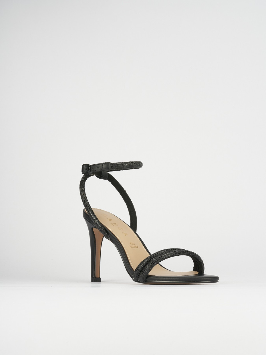 Sandali tacco 9cm pelle nero