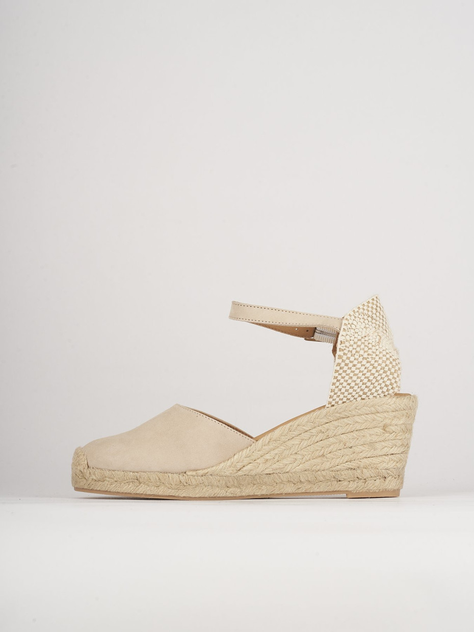 Espadrillas tacco 6cm pelle beige