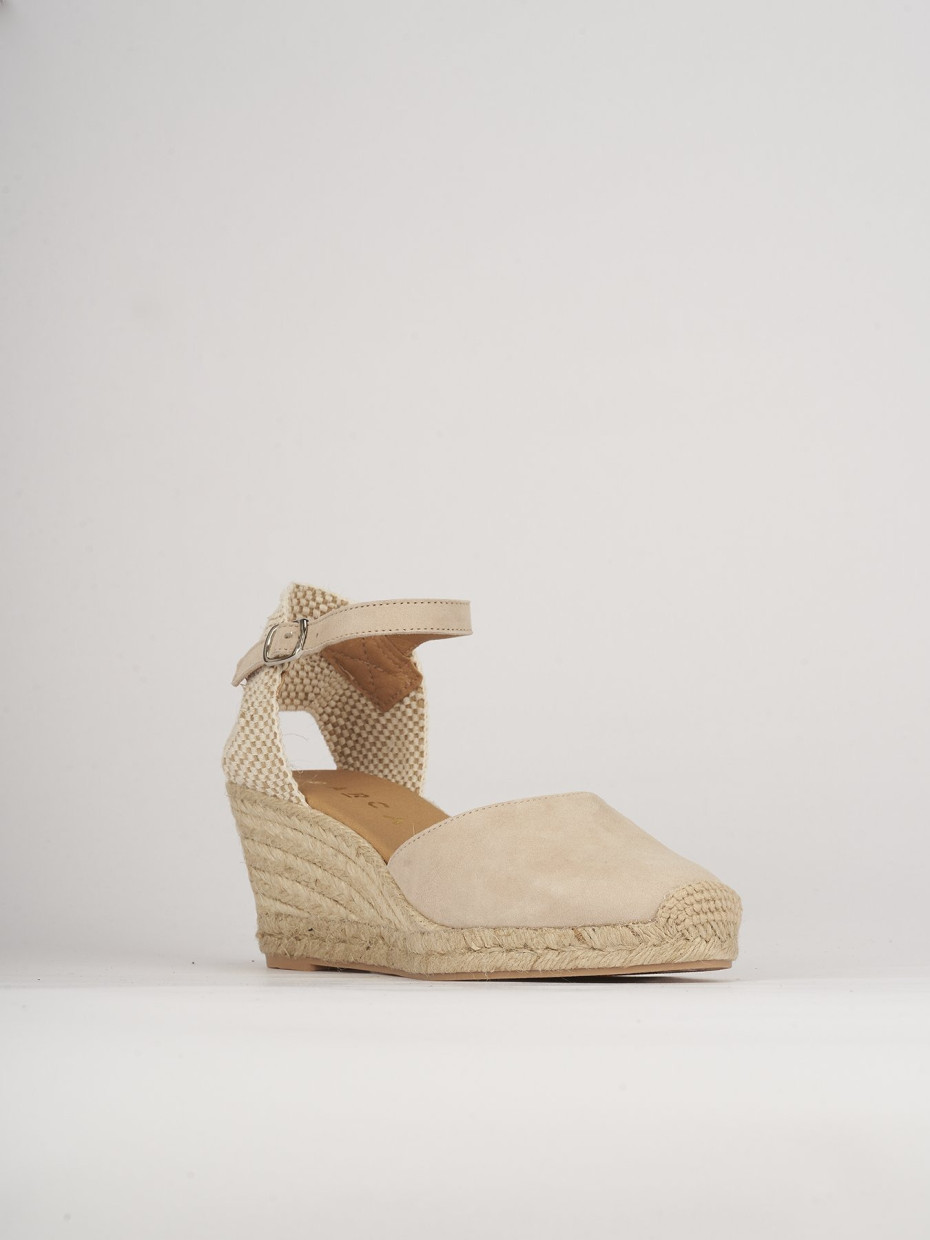 Espadrillas heel 6 cm beige leather