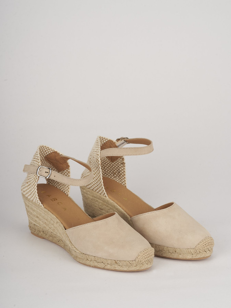 Espadrillas heel 6 cm beige leather