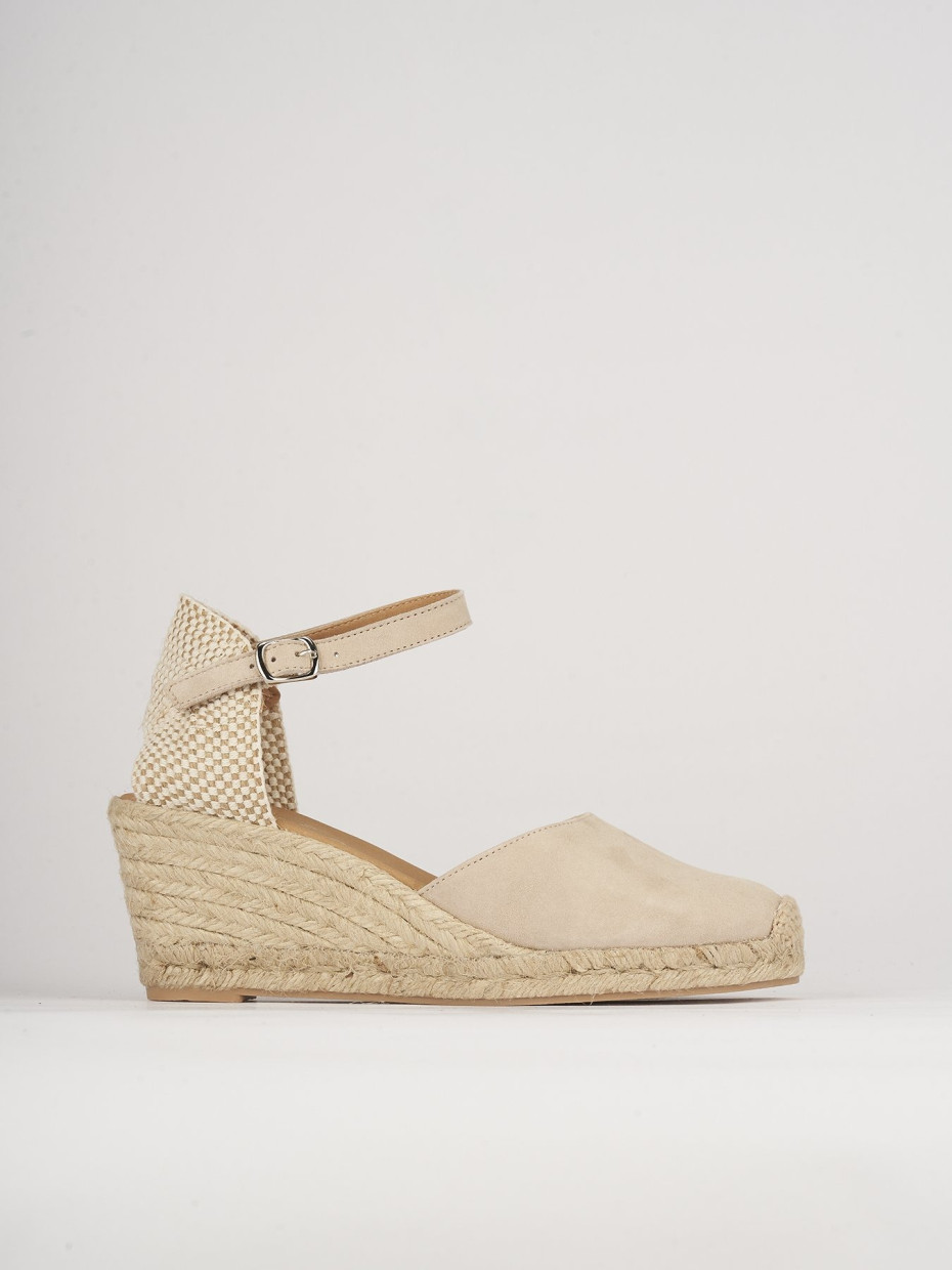 Espadrillas heel 6 cm beige leather