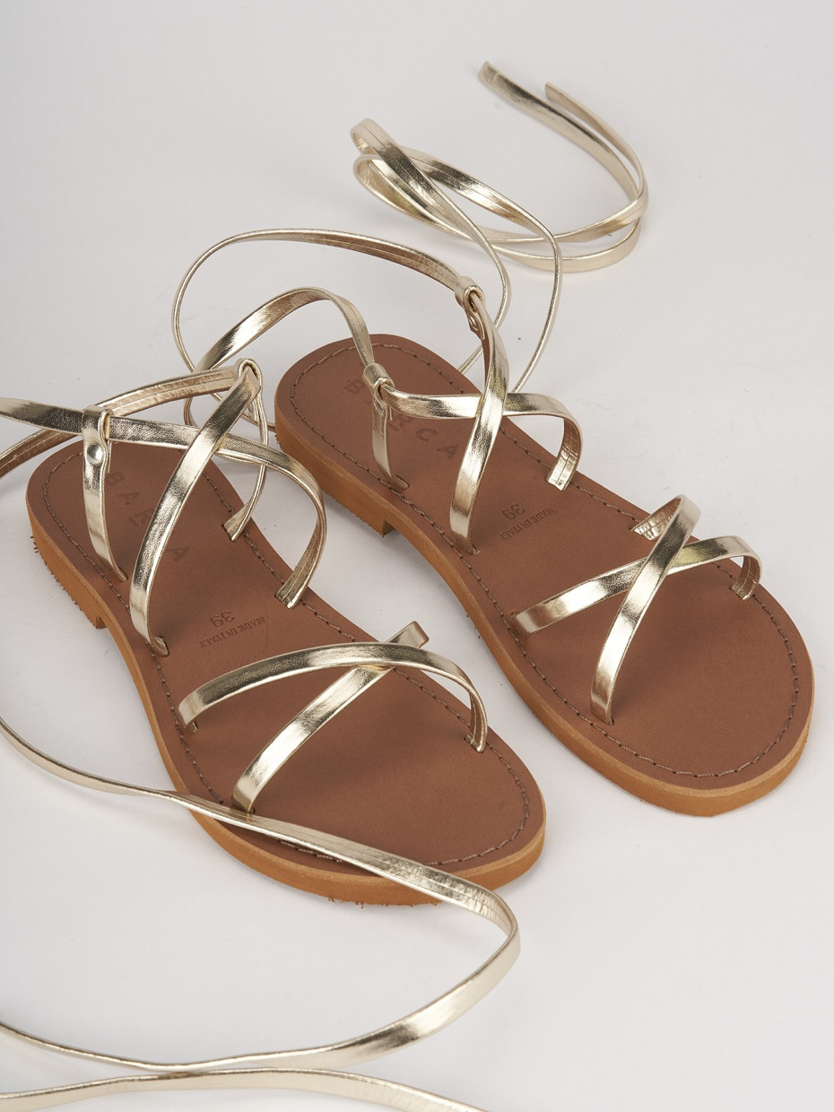 Sandali tacco 1cm pelle oro